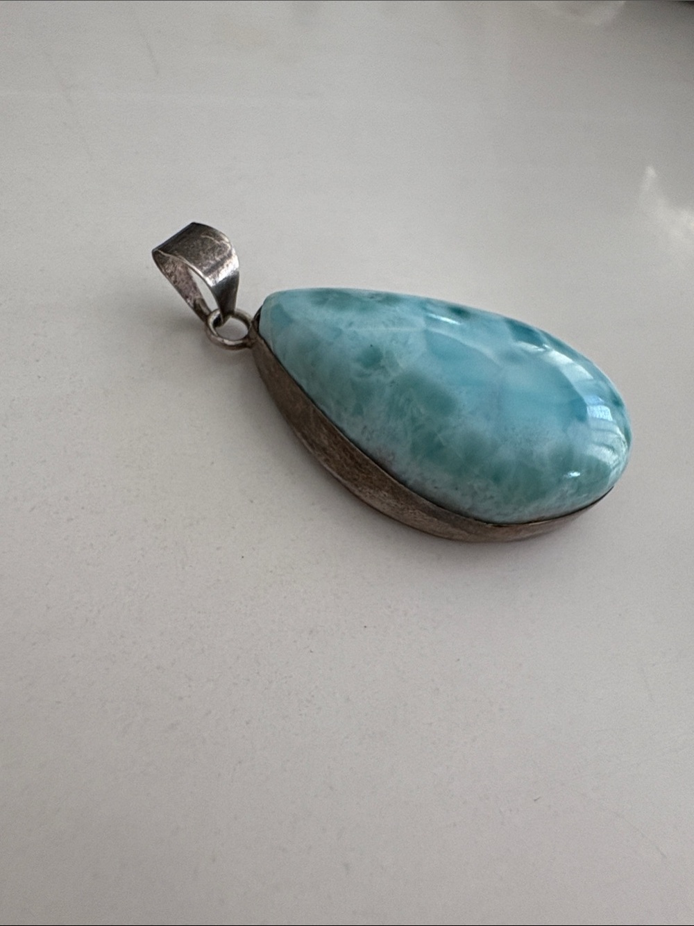 Sterling Silver Larimar Teardrop Pendant - Turquoise